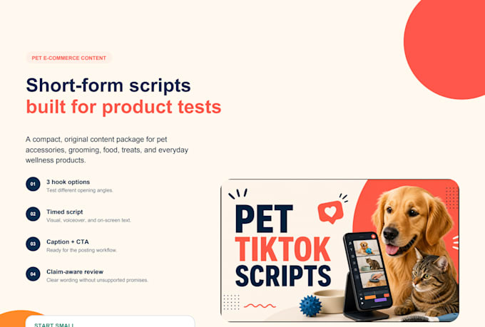 write tiktok scripts for pet product videos