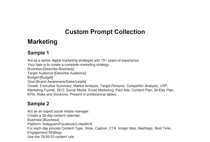 write custom ai prompts for chatgpt