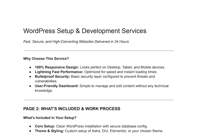 set up your wordpress website professionally in 1 day