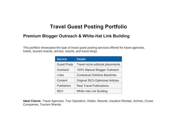 build premium travel backlinks through manual guest posting