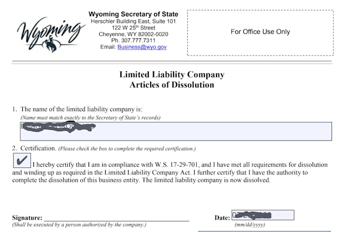 dissolve your wyoming llc