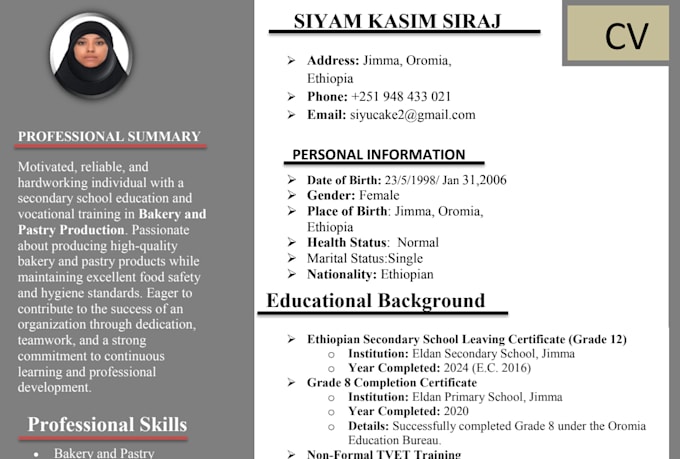 create a professional ats friendly CV and resume