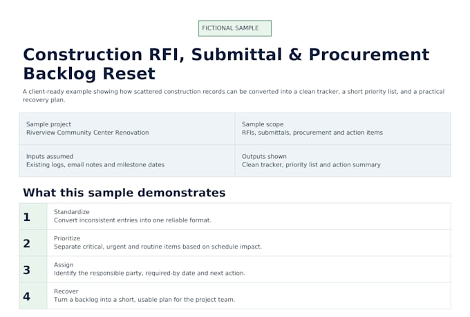 organize your construction rfi, submittal, and procurement logs