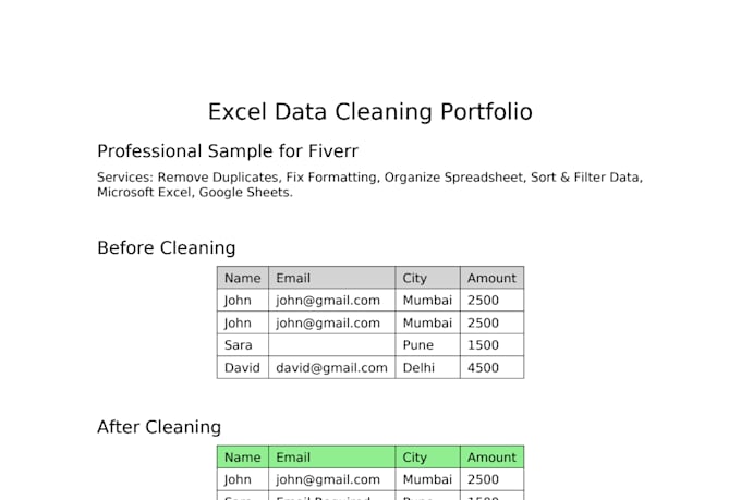 clean, format and fix excel spreadsheets professionally