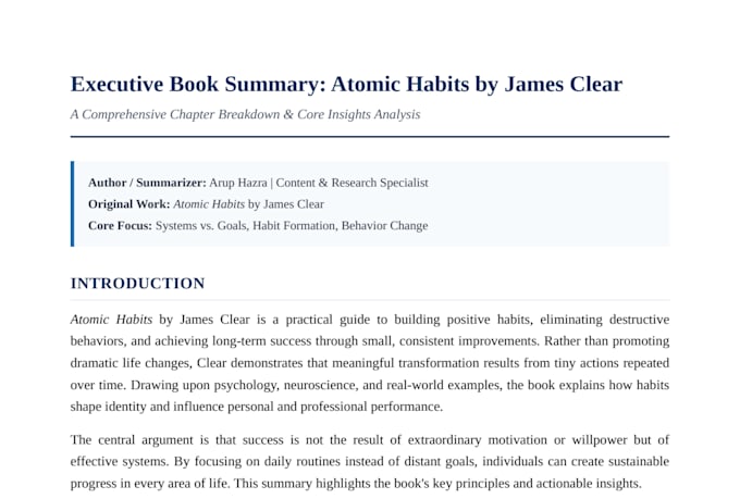 write concise book summaries and chapter breakdowns