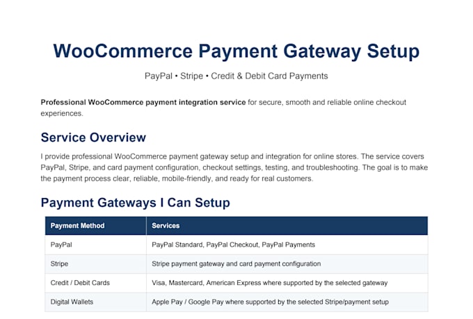 setup paypal, stripe and card payments in woocommerce