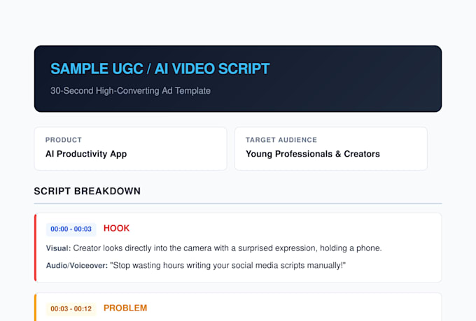write engaging ugc and ai video scripts for tiktok and reels