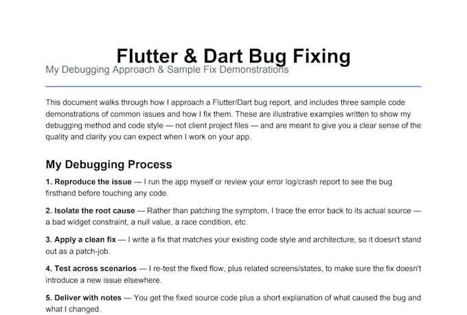 fix flutter dart app bugs, crashes, errors and ai generated code