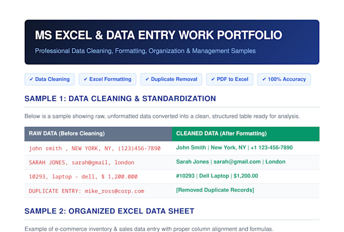 do expert ms excel data entry data cleaning and formatting