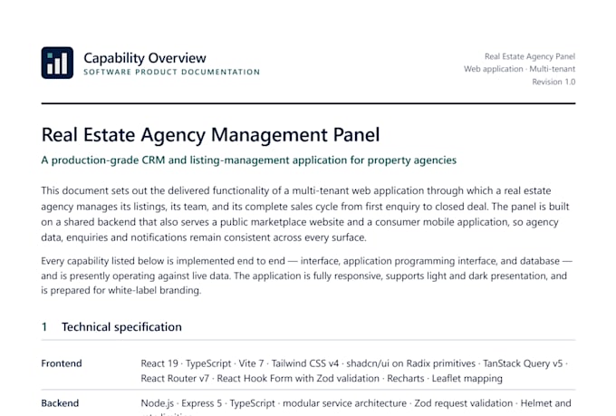 develop customer relationship management and admin panel