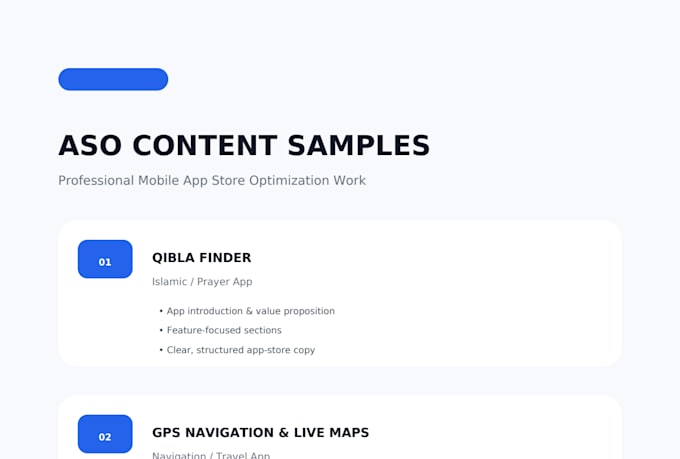 write an aso optimized app titles descriptions and localization