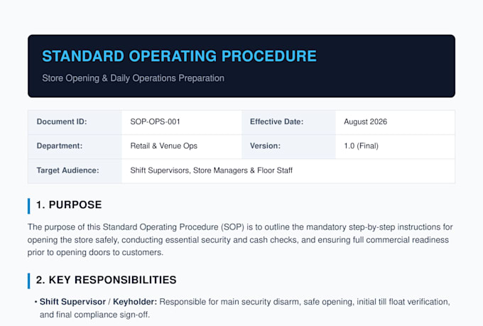 write professional business sops