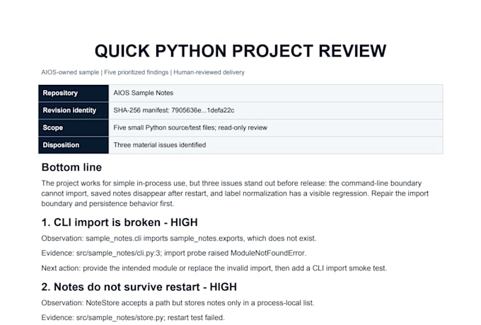 review python projects and prioritize the five issues that matter most
