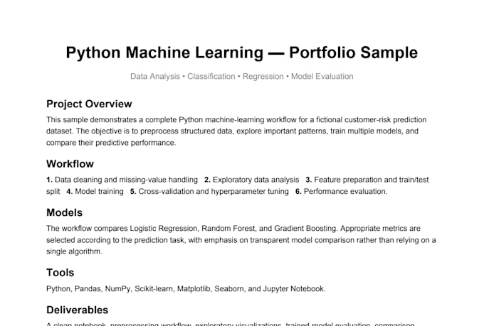 develop python ml models for data analysis and prediction
