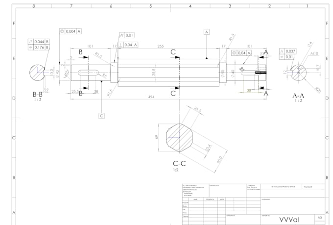 create shaft technical drawing