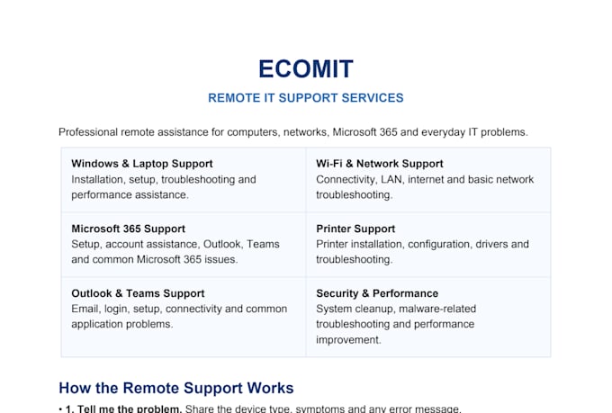 provide professional remote IT support
