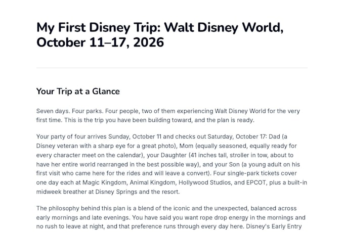create a personalized walt disney world vacation plan