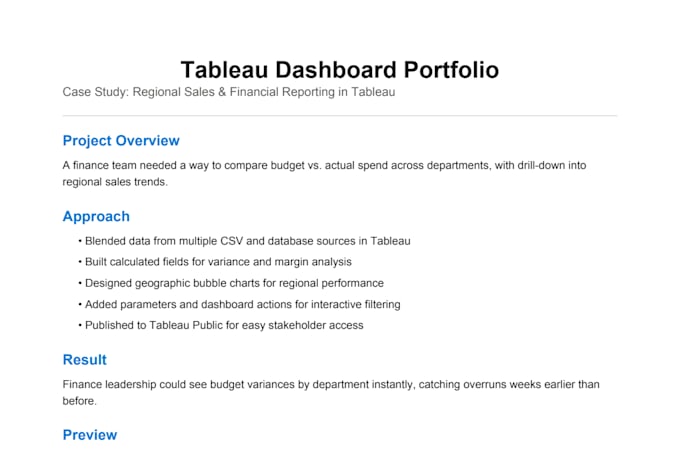 build an interactive tableau dashboard