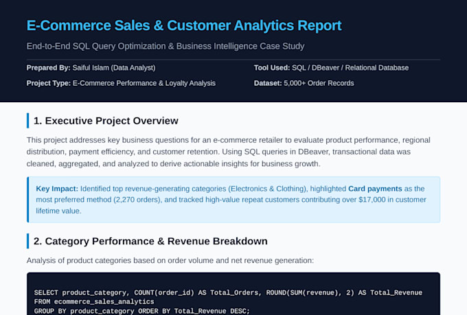 write complex sql queries and fix database issues