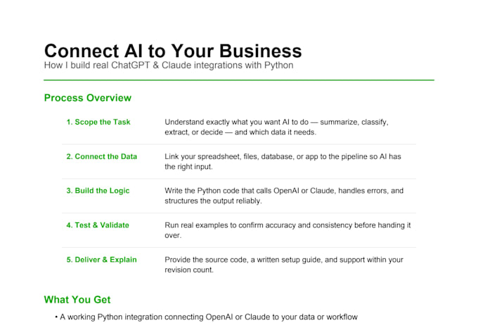 connect chatgpt or claude to your business data or workflow using python