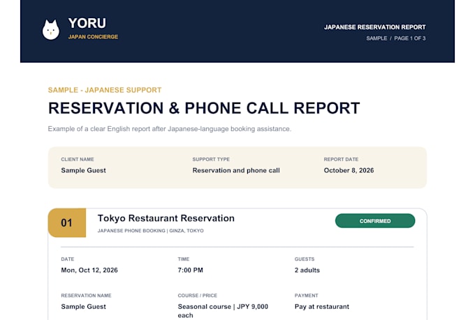 make reservations and phone calls in japanese