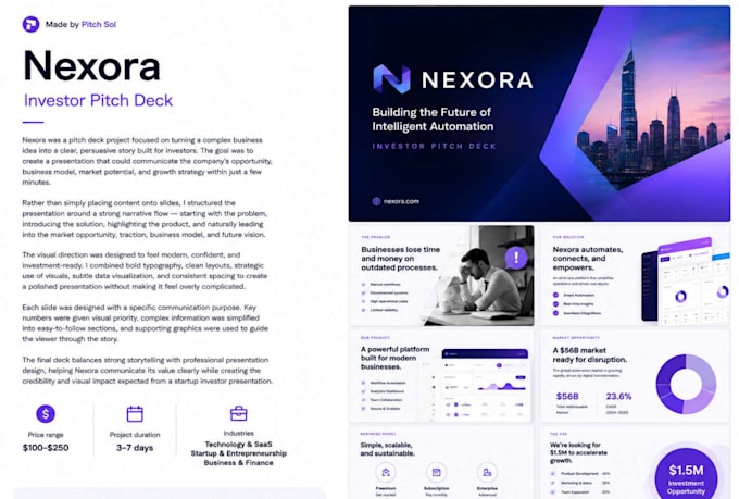 design a pitch deck, investor presentation, and startup deck