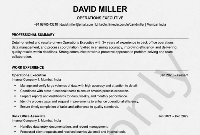 write a professional ats friendly resume