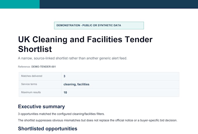 find UK cleaning and facilities tenders from official sources