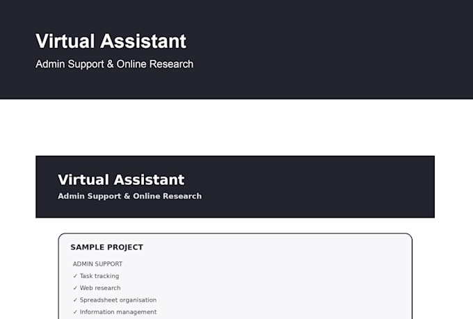 be your virtual assistant for admin, data entry and research