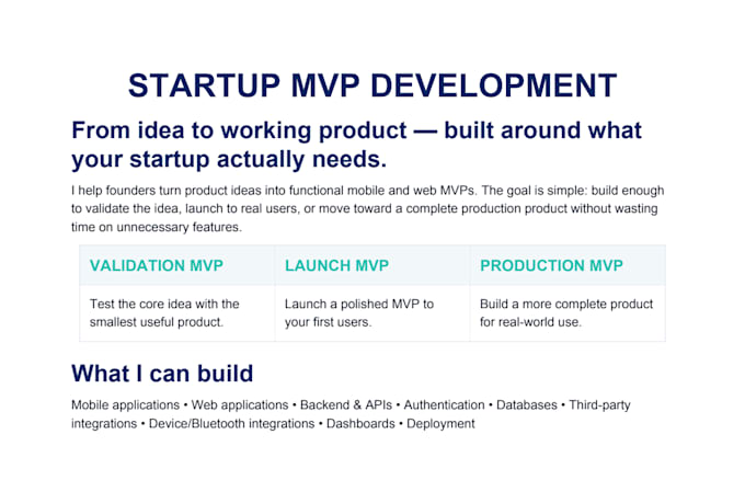build your startup mvp, saas or mobile app