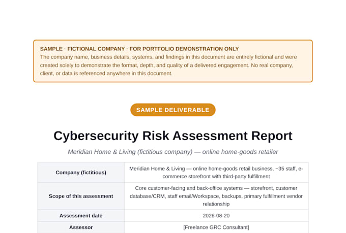 create a cybersecurity risk assessment and professional risk register
