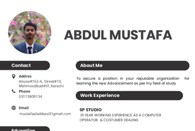 design a professional CV resume and modern resume