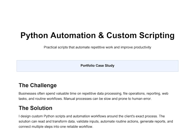 develop python scripts, automation and ai solutions