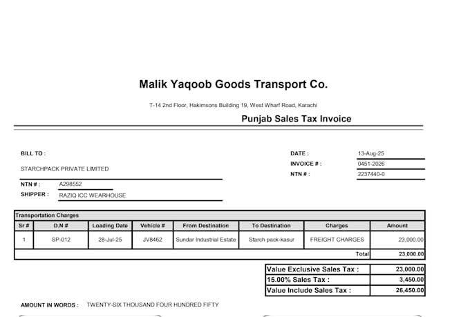 do professional transport and freight billing