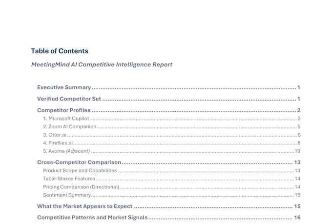 deliver a fully researched competitive intelligence report