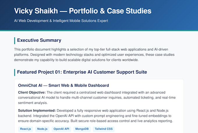 do ai web development, responsive website, and custom web app