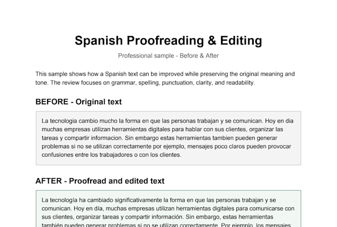 proofread and edit spanish texts professionally