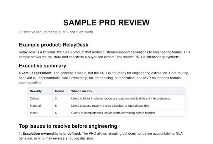 review your prd, product requirements, and mvp before development