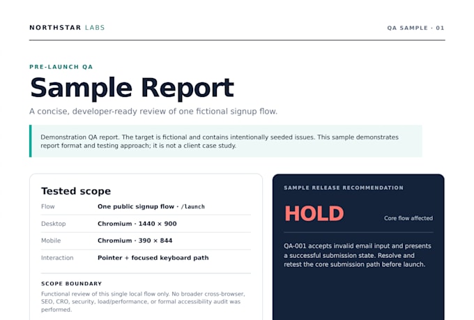 test your website or web app before launch and send a QA report