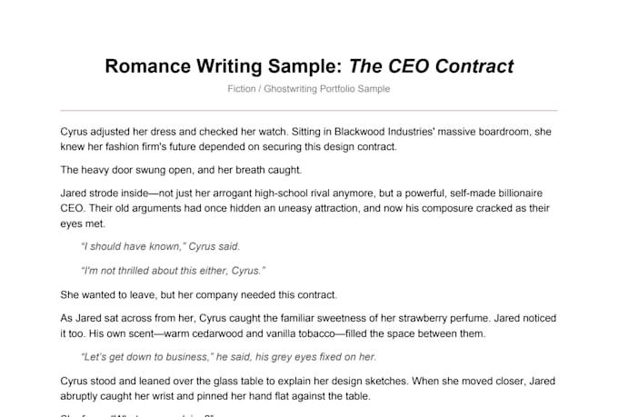 ghostwrite any intense romance novel of your choice