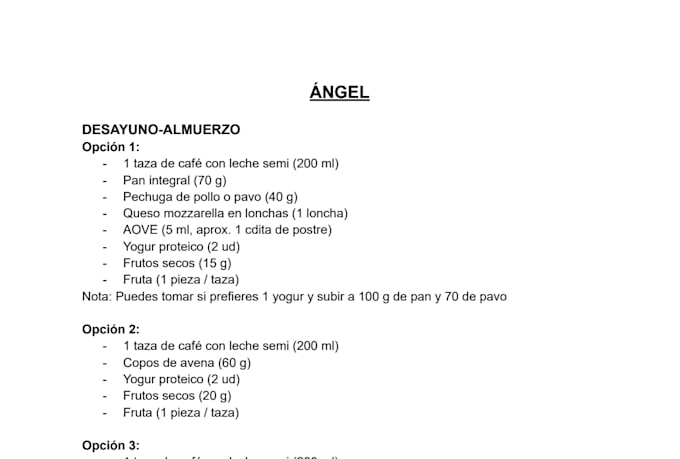 un plan de nutrición personalizado