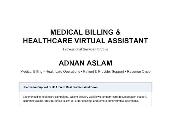 provide expert medical billing virtual assistant services