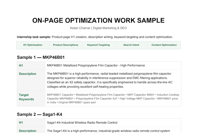 audit your website and provide on page optimization recommendations
