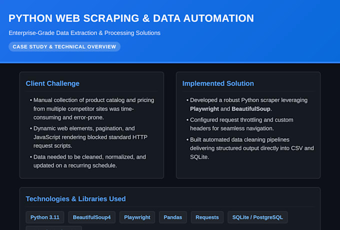 do python web scraping, data extraction and process automation