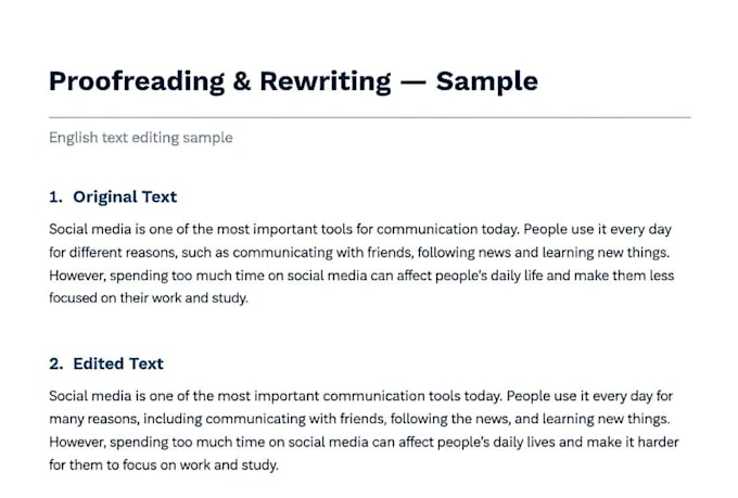 proofread and correct your english article, essay or document