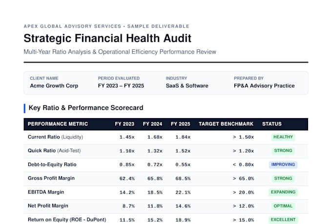 do financial statement analysis, ratio analysis and executive reporting