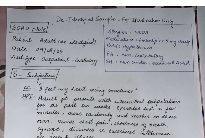 write professional soap notes and provide medical scribe services