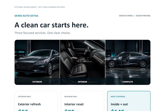 design a clear one page service menu or price list