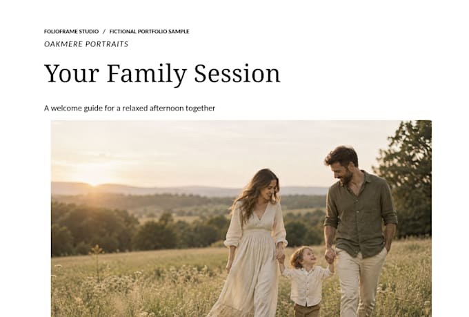 design a polished photography client welcome guide