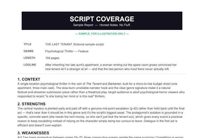 write professional script coverage for your feature screenplay